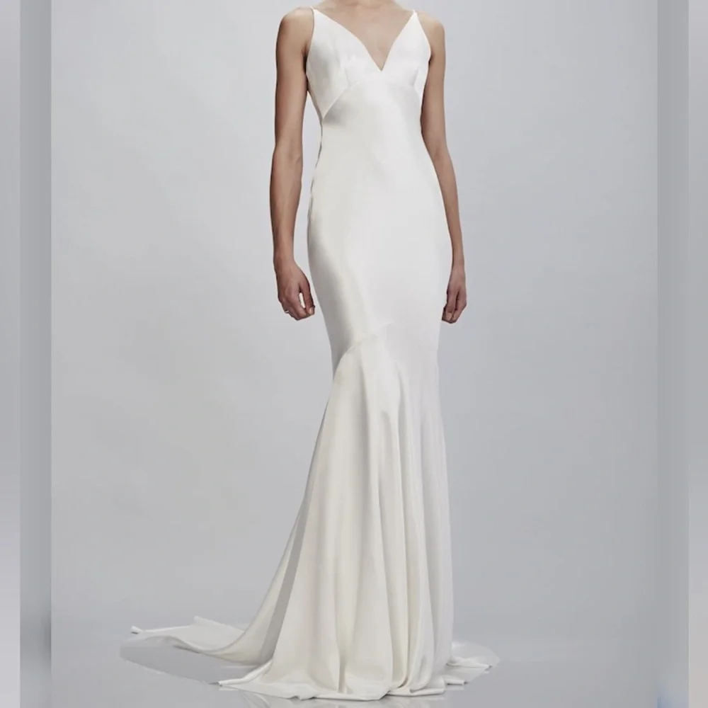 Theia Couture Jean Ivory Satin Wedding Gown - Picture 1 of 16